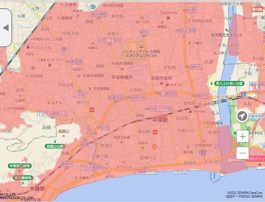 人口集中地区の地図
